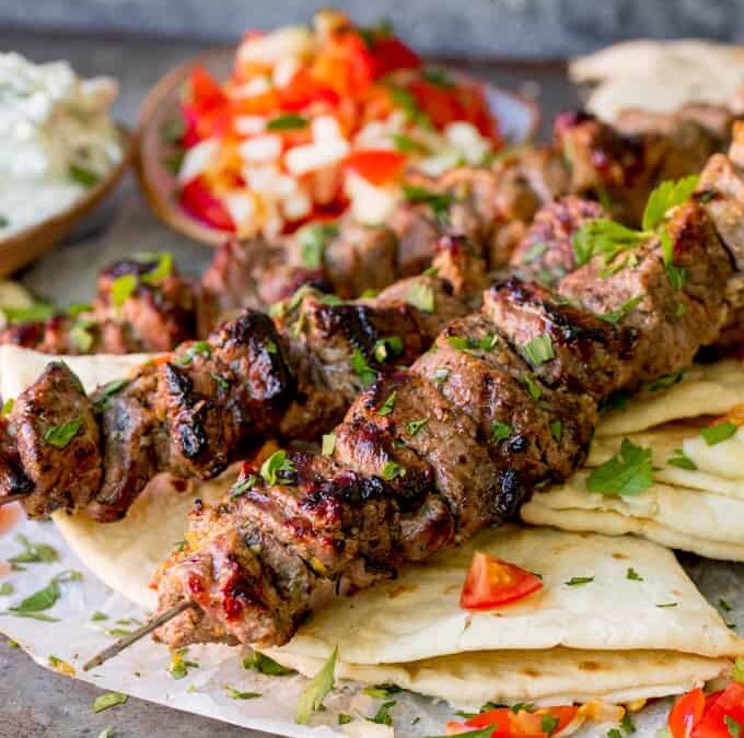 Greek Lamb Souvlaki with Tzatziki Sauce