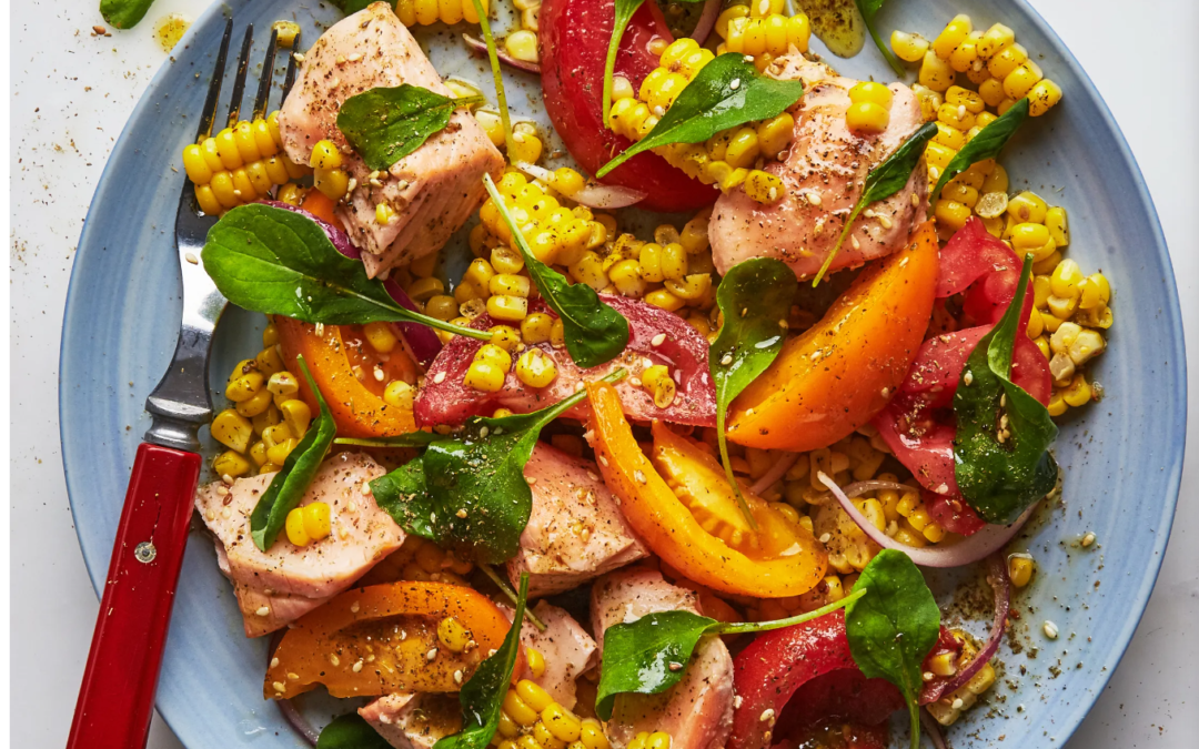 Summer Corn, Tomato and Salad Salad with Za’atar Dressing