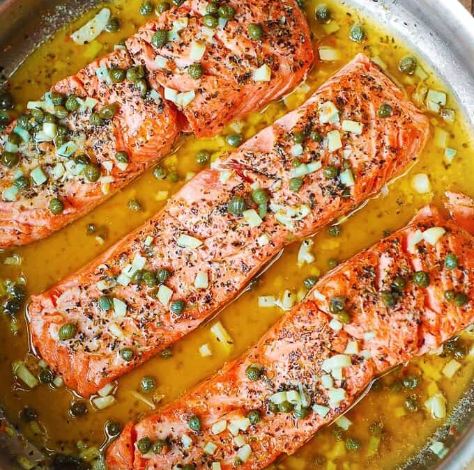 Steelhead Trout with Caper Garlilc Lemon Butter Sauce